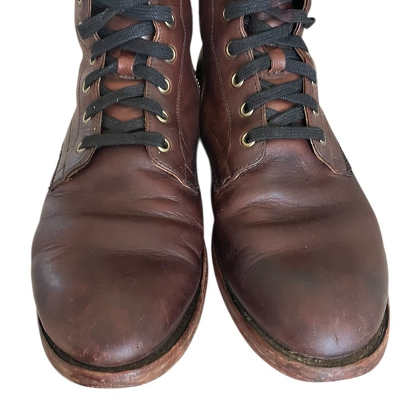 Frye Men's Bowery Lace-Up Side-Zip Boots - Size 9.5 - Brown Antiqued Leather - Picture 5 of 16